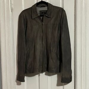 Daniele Alessandrini gray zip up Leather Jacket size medium Y2K